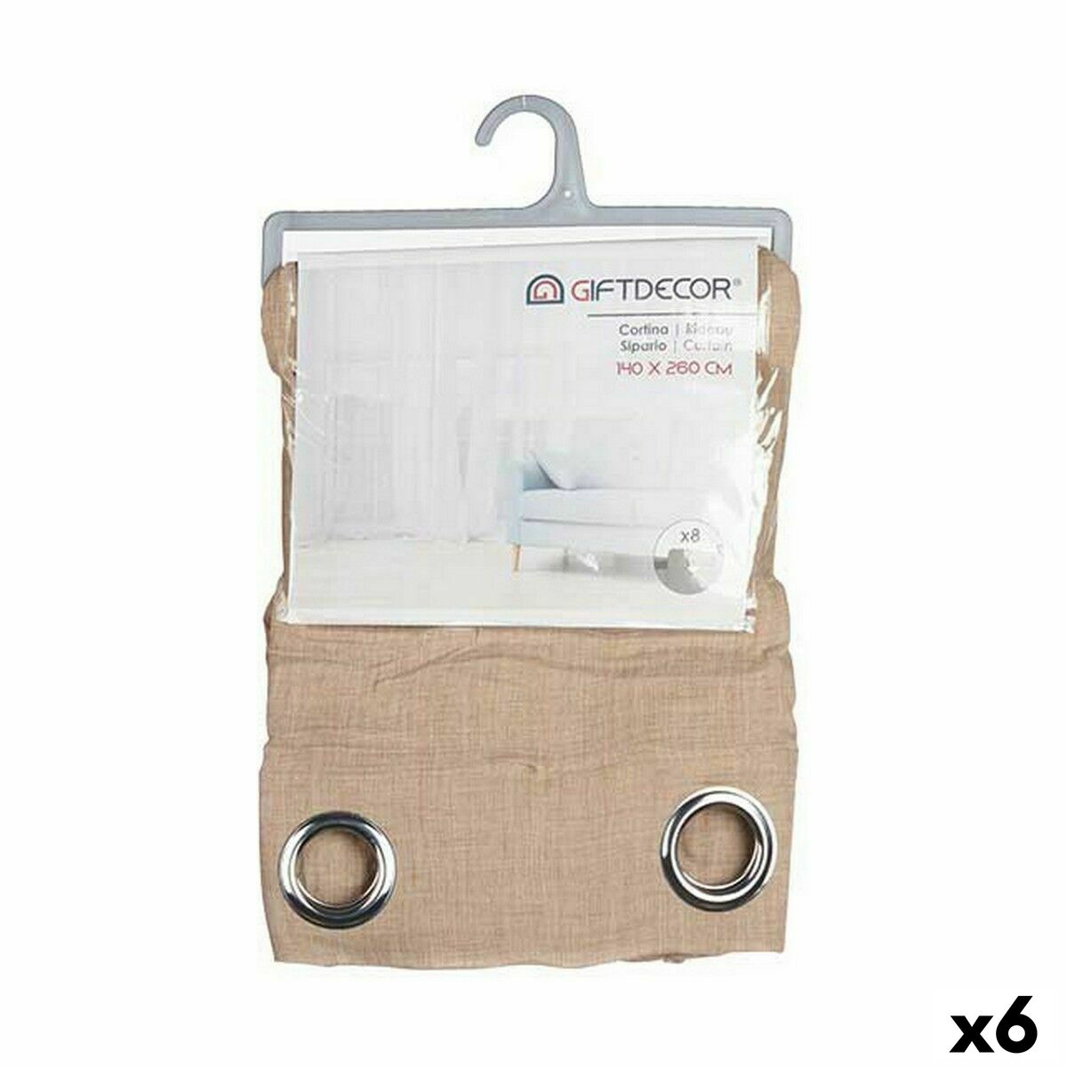 Tenda Gift Decor Beige 140 x 0,1 x 260 cm (6 Unità)
