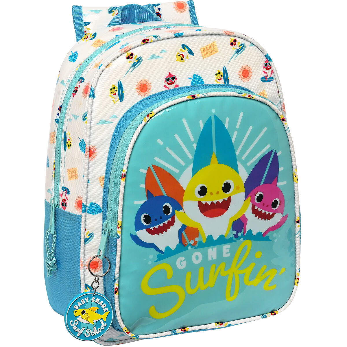 Zaino Scuola Baby Shark Surfing Azzurro Bianco 26 x 34 x 11 cm