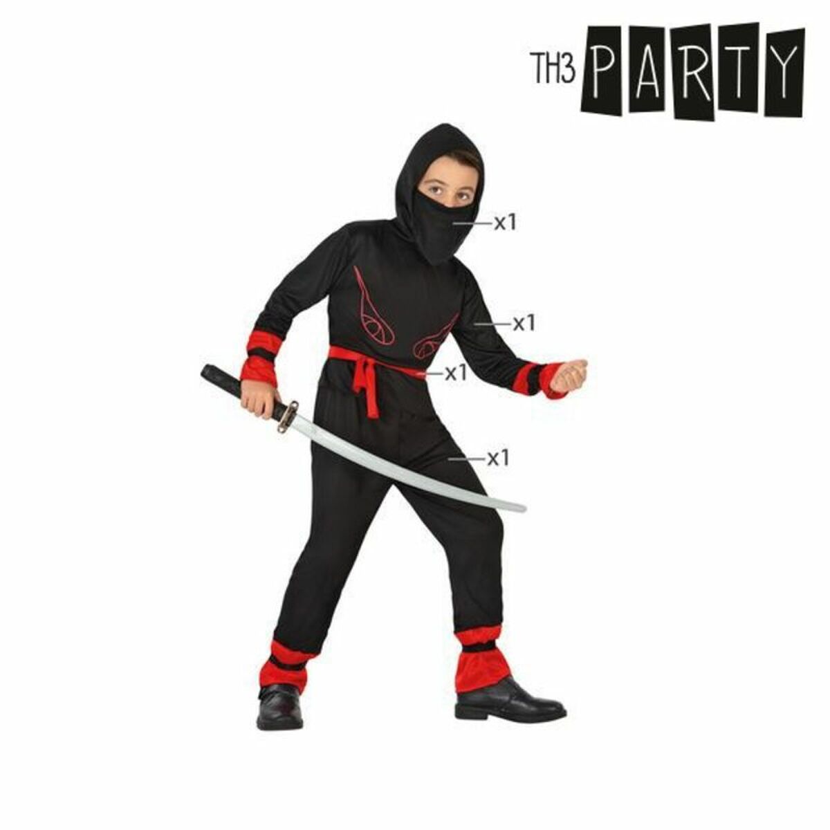 Costume per Bambini Th3 Party Nero Rosso (4 Pezzi) Taglia:5-6 Anni - Image 2