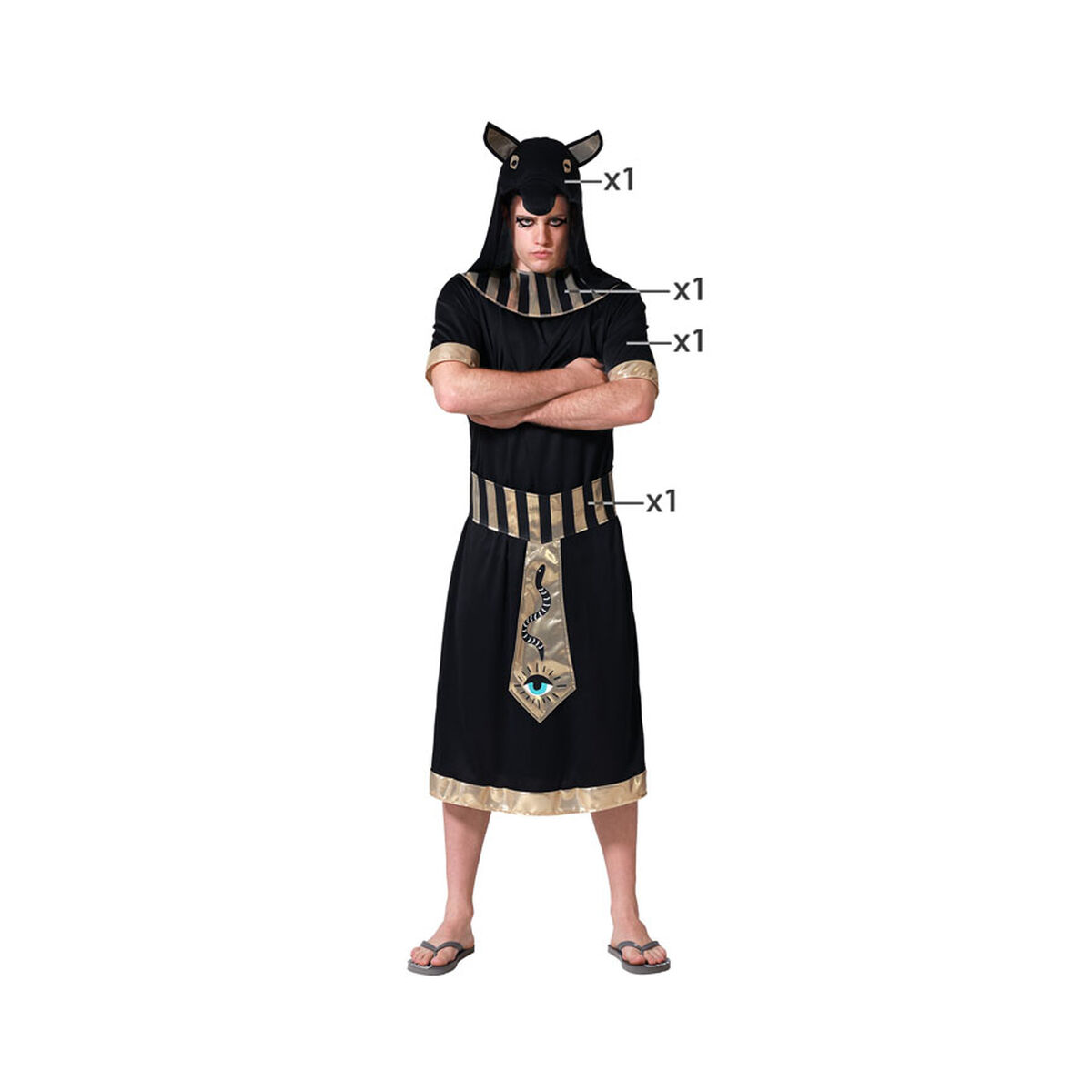 Costume per Adulti Nero Egiziano Taglia:XS/S