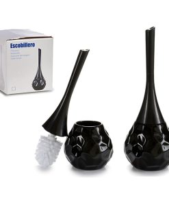 Scopino per il Bagno Nero Grigio Ceramica Plastica 14 x 38,5 x 14 cm Colore:Grigio