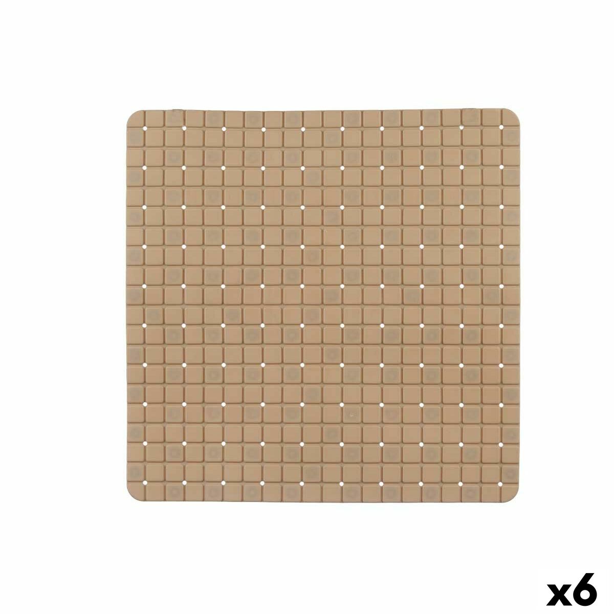 Tappetino Antiscivolo da Doccia Berilo Beige PVC 50,3 x 50,3 x 0,7 cm Quadri (6 Unità) - Image 2
