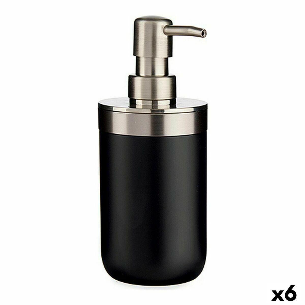 Dispenser di Sapone Berilo Nero Argentato Acciaio inossidabile Plastica 350 ml 9 x 17 x 8 cm (6 Unità)