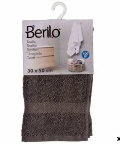 Telo da bagno Berilo Grigio 80 % cotone 20 % Poliestere 30 x 50 cm 30 x 50 x 0,2 cm 25 x 1,5 x 15 cm (12 Unità)