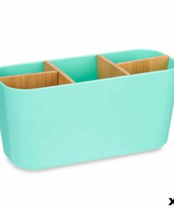 Portaspazzolini da Denti Berilo Verde Bambù polipropilene 21 x 10 x 9 cm (6 Unità)