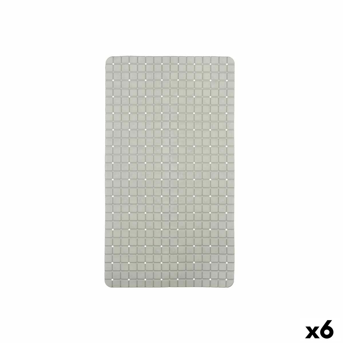 Tappetino Antiscivolo da Doccia Berilo Grigio PVC 67,7 x 38,5 x 0,7 cm Quadri (6 Unità)