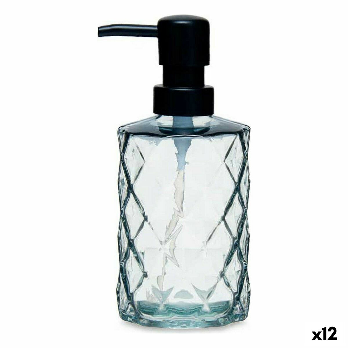 Dispenser di Sapone Berilo Nero Cristallo Plastica Diamante 360 ml 410 ml 9 x 18 x 7 cm (12 Unità)