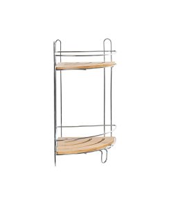 Scaffale ad Angolo DKD Home Decor Naturale Bambù Metallo cromato inossidabile 2 Mensole 19,5 x 19,5 x 36,5 cm