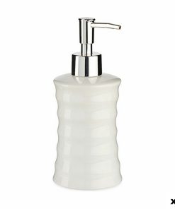 Dispenser di Sapone Berilo Bianco Metallo Ceramica Onde 260 ml (12 Unità)