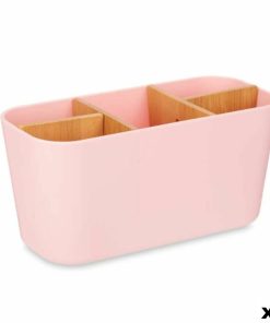 Portaspazzolini da Denti Berilo Rosa Bambù polipropilene 21 x 10 x 9 cm (6 Unità)