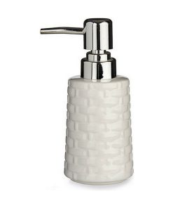 Dispenser di Sapone Berilo Bianco Argentato Ceramica 150 ml (6 Unità)