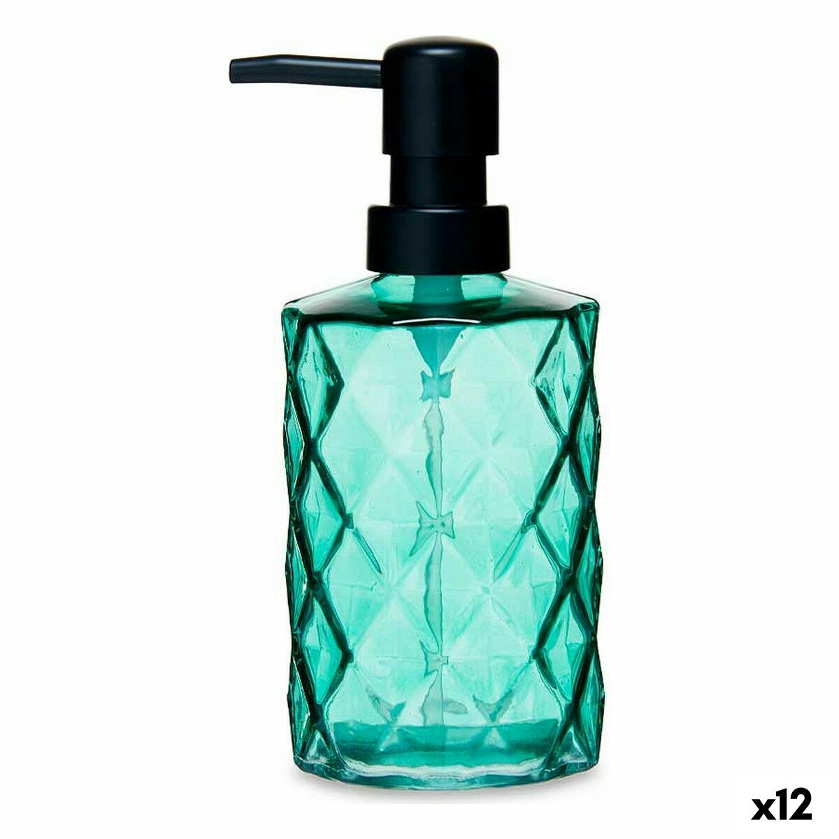 Dispenser di Sapone Berilo Verde Cristallo Plastica Diamante 360 ml 410 ml 9 x 18 x 7 cm (12 Unità) - Image 2