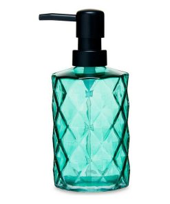 Dispenser di Sapone Berilo Verde Cristallo Plastica Diamante 360 ml 410 ml 9 x 18 x 7 cm (12 Unità)