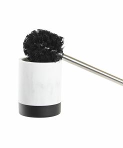Scopino per il Bagno DKD Home Decor Bianco Nero Resina Acciaio inossidabile Marmo Moderno 10 x 10 x 37,4 cm