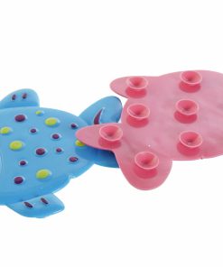 Tappeto da bagno DKD Home Decor 13 x 1 x 10,5 cm Azzurro Rosa Per bambini PVC Pesce (2 Unità)