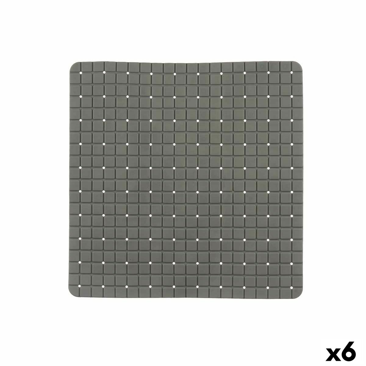 Tappetino Antiscivolo da Doccia Berilo Grigio PVC 6 x 50 x 6 cm 50,3 x 50,3 x 0,7 cm Quadri (6 Unità) - Image 3