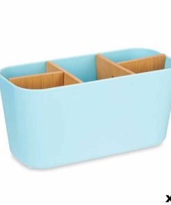 Portaspazzolini da Denti Berilo Azzurro Bambù polipropilene 21 x 10 x 9 cm (6 Unità)