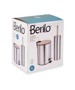 Set da Bagno Berilo Argentato Bambù Acciaio inossidabile polipropilene 25 x 28 x 20 cm 28,5 x 28 x 18 cm 2 Pezzi (6 Unità)