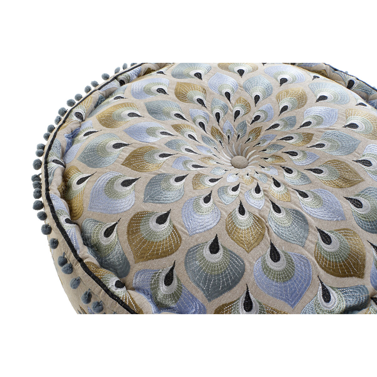 Puff DKD Home Decor Azzurro Beige