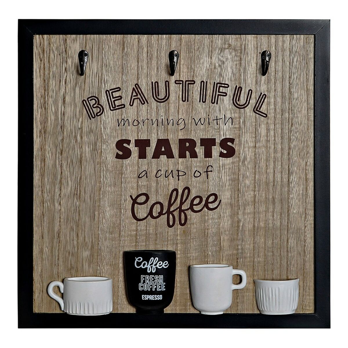 Appendiabiti da parete DKD Home Decor 8424001775712 Legno Resina Legno MDF Vintage 41 x 3 x 41 cm - Image 2