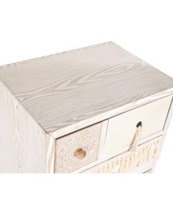 Cassettiera DKD Home Decor Abete Naturale Cotone Bianco (48 x 35 x 89 cm)