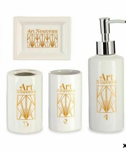 Set da Bagno Berilo Bianco Dorato Ceramica (12 Unità)