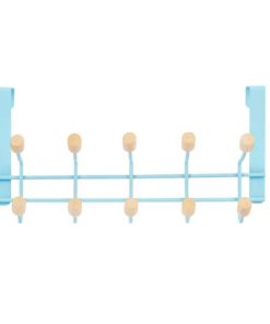 Appendiabiti per Porte Berilo W7912-10NB-BLUE Azzurro Legno Metallo 35 x 17 x 15 cm (6 Unità)