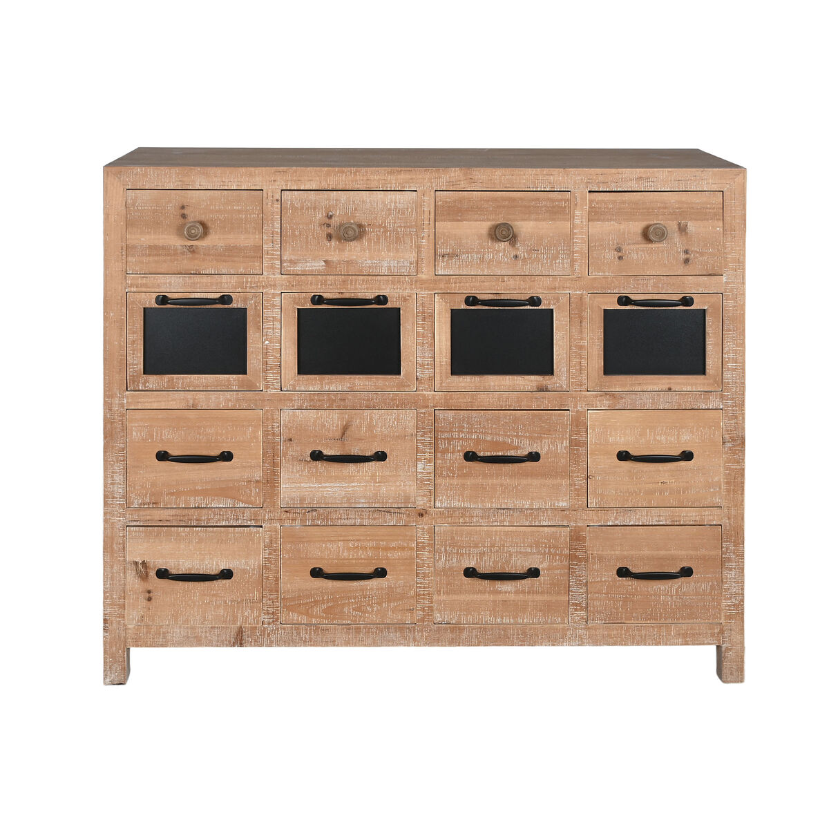Cassettiera Home ESPRIT Nero Naturale Metallo Abete Cottage 110 x 40 x 92,5 cm