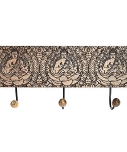 Appendiabiti da parete DKD Home Decor Metallo Legno di mango Naturale Buddha Orientale 38 x 6 x 18 cm