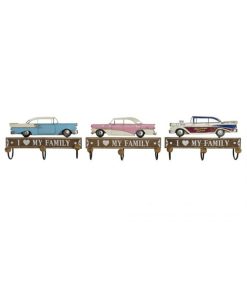 Appendiabiti da parete DKD Home Decor 29 x 8 x 17 cm Metallo Vintage Legno MDF (3 Pezzi)