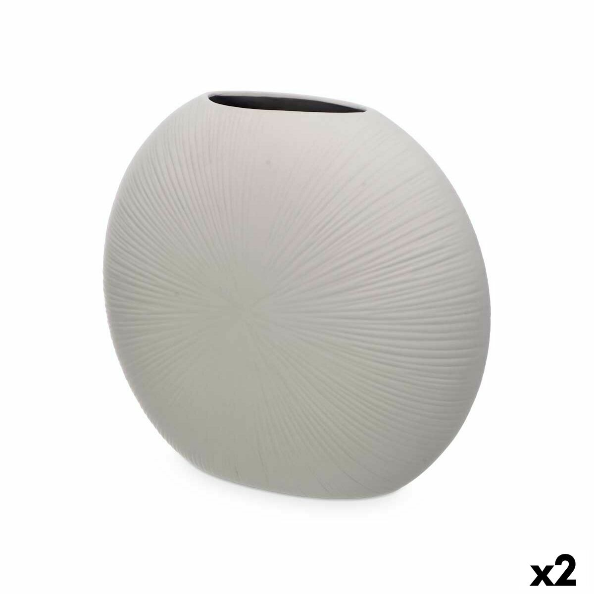 Vaso Gift Decor Grigio Ceramica Circolare 36 x 34 x 16 cm (2 Unità)