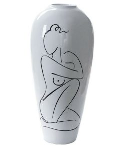 Vaso DKD Home Decor Abstract Bianco Resina Moderno (34 x 34 x 73.5 cm)