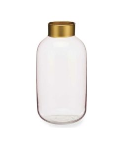 Vaso Gift Decor Rosa Dorato Vetro 14,5 x 29,5 x 14,5 cm (6 Unità)