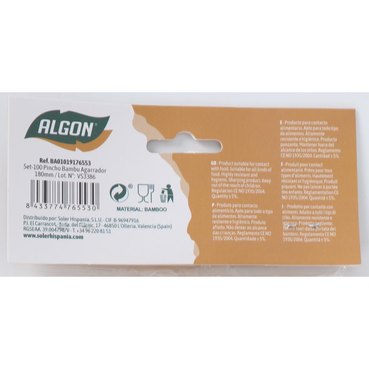 Set di Spiedini per Barbecue Algon Bambù 100 Pezzi 18 cm (18 Unità)