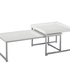 Tavolino da Caffè DKD Home Decor Bianco Argentato Acciaio Legno MDF 110 x 48 x 45 cm