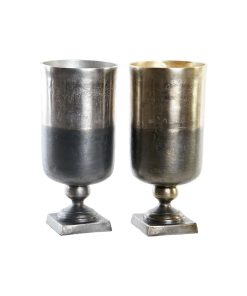 Vaso DKD Home Decor Bicolore Alluminio Moderno 15 x 15 x 33 cm (2 Unità)