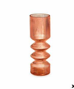 Vaso Gift Decor Arancio Teja Cristallo Righe 8 x 23 x 8 cm (8 Unità)