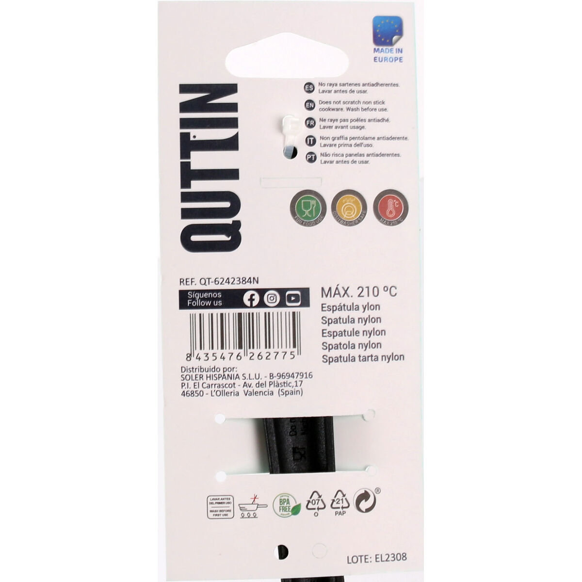 Spatola Quttin   Nylon Nero 31 x 8,5 x 6 cm (24 Unità)