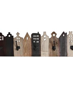 Appendiabiti da parete DKD Home Decor Bianco Naturale Marrone scuro Legno Metallo 83,5 x 10 x 25 cm
