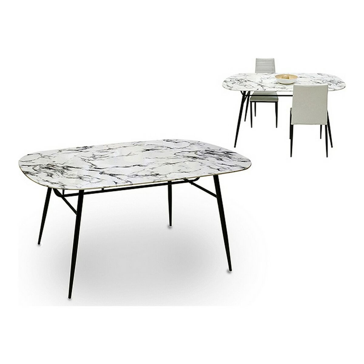Tavolo aggiuntivo Gift Decor Bianco Nero 90 x 76,5 x 160 cm Vetro Temperato