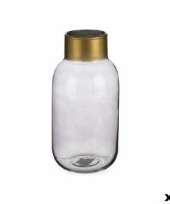 Vaso Gift Decor Grigio Dorato Vetro 11,5 x 24 x 11,5 cm (6 Unità)