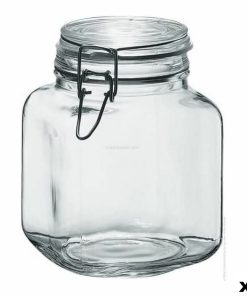 Barattolo di Vetro Borgonovo 33211 Ermetico Trasparente 1,7 L 12 x 12 x 17 cm (6 Unità)