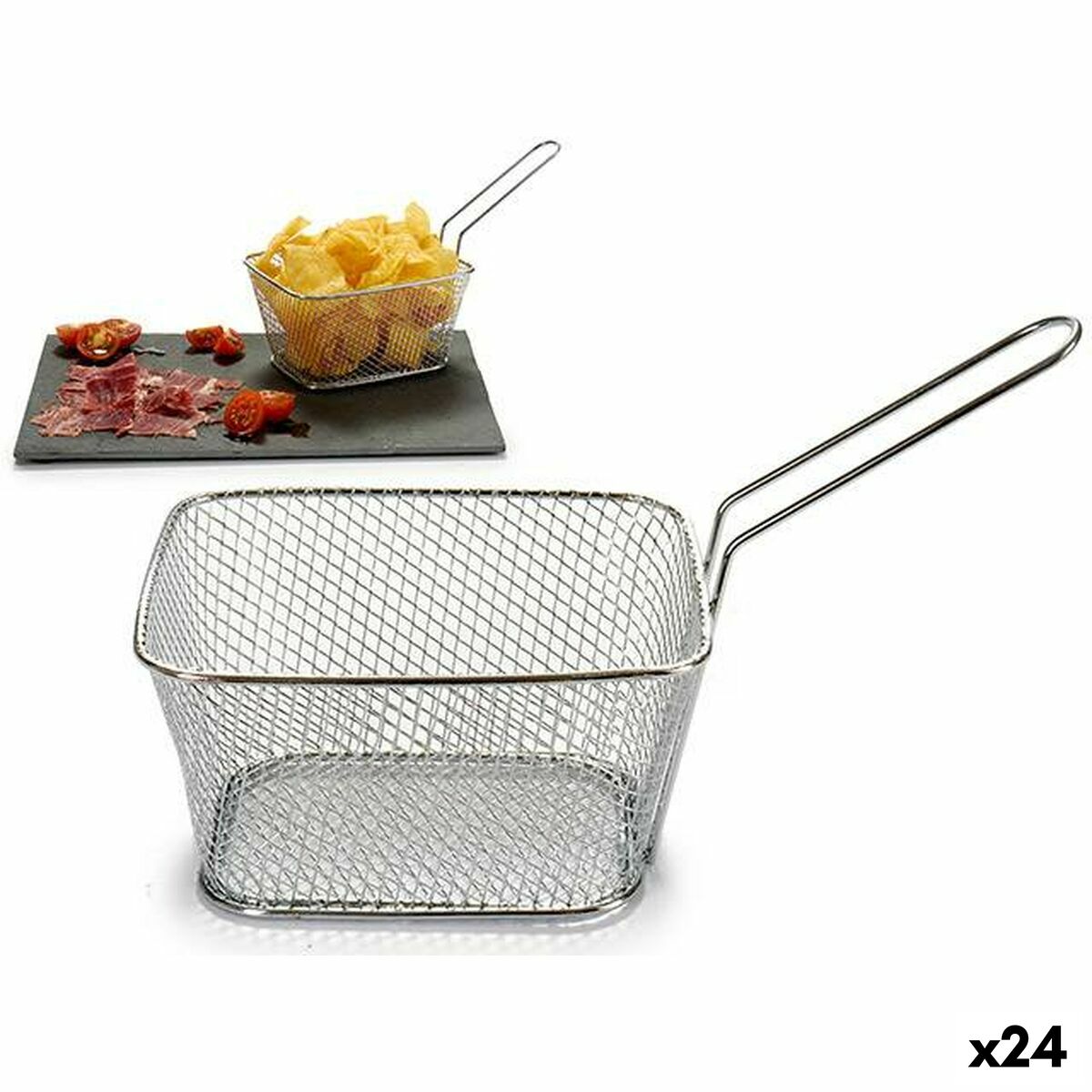 Cestino per Servire Aperitivi Kinvara Argentato Metallo Ferro 23 x 13 x 11 cm 24 x 13 x 11 cm 23 x 12,5 x 10,5 cm (24 Unità)