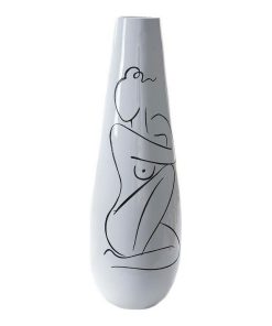 Vaso DKD Home Decor Abstract Bianco Resina Moderno (31.5 x 31.5 x 95.5 cm)