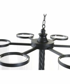Portacandele DKD Home Decor Nero Metallo Cristallo 53 x 53 x 52 cm