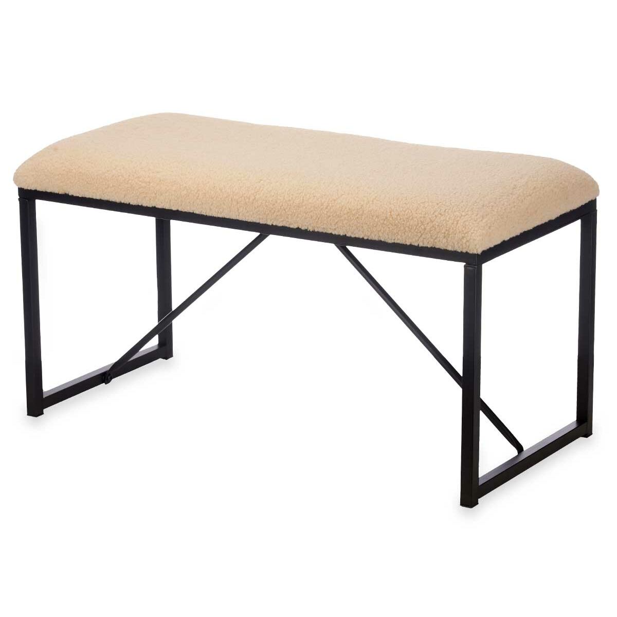 Panca Gift Decor Beige Metallo Stoffa 81 x 42 x 38 cm