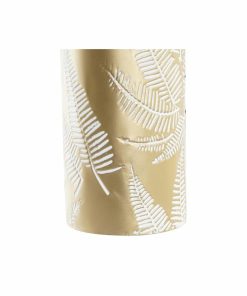 Vaso DKD Home Decor Dorato Metallo Crema Tropicale Foglia della pianta (21 x 21 x 71 cm)