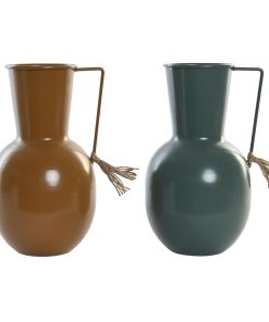 Vaso DKD Home Decor 14.5 x 13 x 24 cm Metallo Arancio Verde Senape (2 Unità)