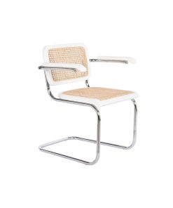 Sedia con Braccioli DKD Home Decor Bianco Argentato Naturale Rattan Legno di olmo 65,5 x 62 x 79 cm