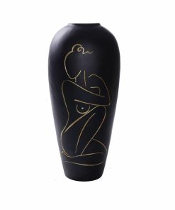 Vaso DKD Home Decor Donna Nero Resina Moderno (34 x 34 x 73,5 cm)